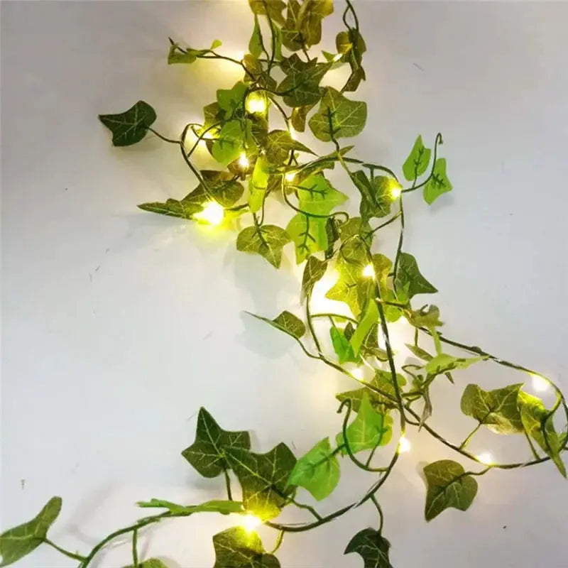 Flower Green Leaf String Lights Artificial Vine Fairy Lights Battery Powered Christmas Tree Garland Light for Weeding Home Decor Diatoma Home