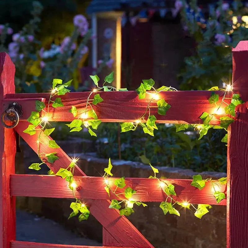 Flower Green Leaf String Lights Artificial Vine Fairy Lights Battery Powered Christmas Tree Garland Light for Weeding Home Decor Diatoma Home